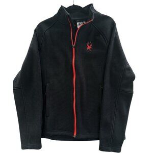 SPYDER Full Zip Sweater Jacket Men's Ski Snowboarding Fleece Lined Black & Red M